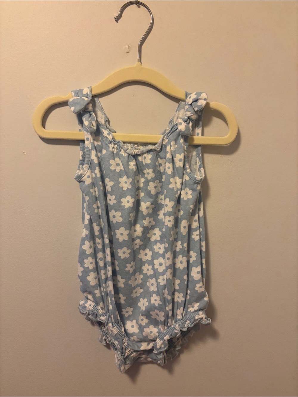 Old Navy Blue and White Floral Baby Romper